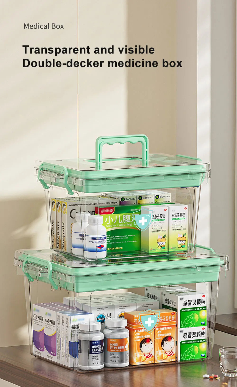 Large Capacity Portable Medicine Box – Multi-Layer Transparent First Aid & Medicine Storage Organizer