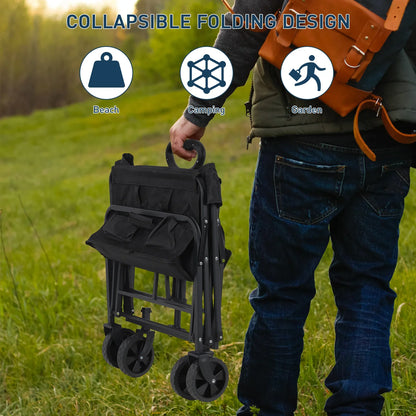 Portable Folding Handcart – Adjustable Height & Angle, Easy Fold, Heavy-Duty Load Carrier for Beach & Camping