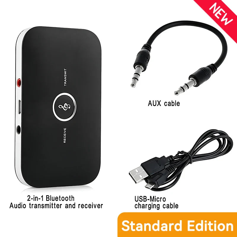B6 2-in-1 Bluetooth 5.3 Audio Transmitter & Receiver | 3.5mm AUX RCA USB Wireless Adapter for Car, PC, TV, Headphones