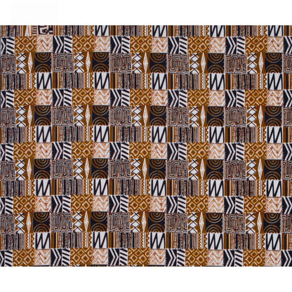 African Wax Kente Print Fabric - 3/6 Yard 100% Polyester Party Dress Material