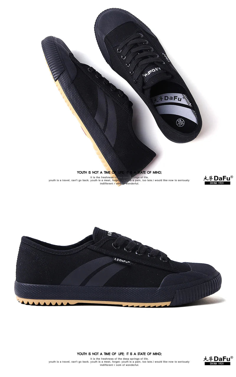 Dafu Original Kung Fu Sneakers - Unisex All Black Classic Martial Arts Shoes (Improved Version)