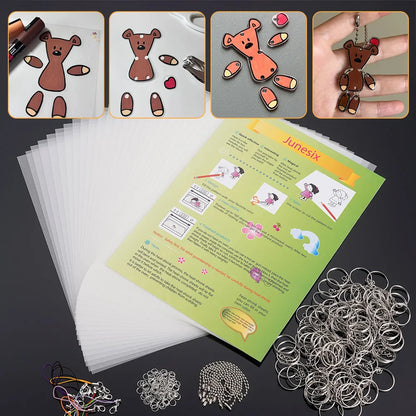 Heat Shrink Plastic Sheets Set – DIY Shrinky Art Film for Keychains, Ornaments & Scrapbooking Crafts
