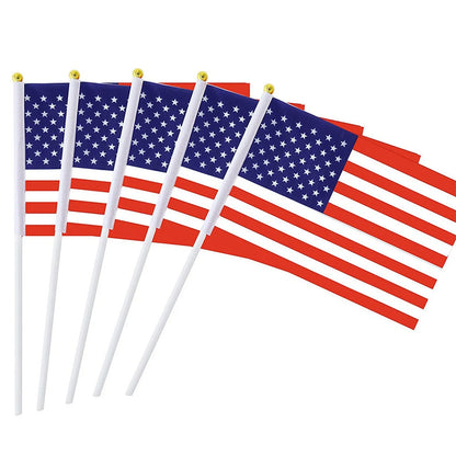 50PCS USA Handheld Stick Flags — 14x21cm American Mini Flags with 30cm Pole, US Banner Party & Event Decor