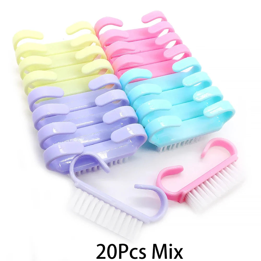 10/20/50/100pcs Nail Cleaning Brush Set - Handle Grip Fingernail Scrubber Tools for Men & Women Manicure Care