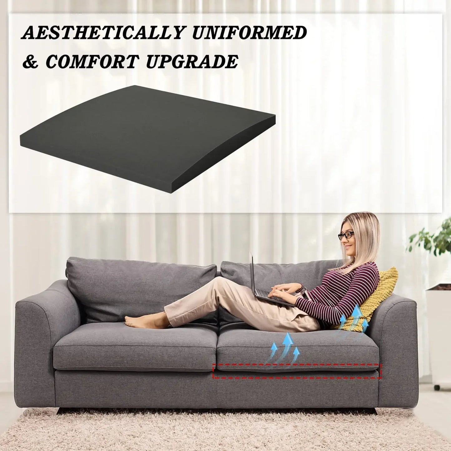 High-Density Foam Curve Cushion – 50x50x5cm Support Cushion for Sofa Sag Repair, 1/2/3pcs Replacement for Couch & Chair