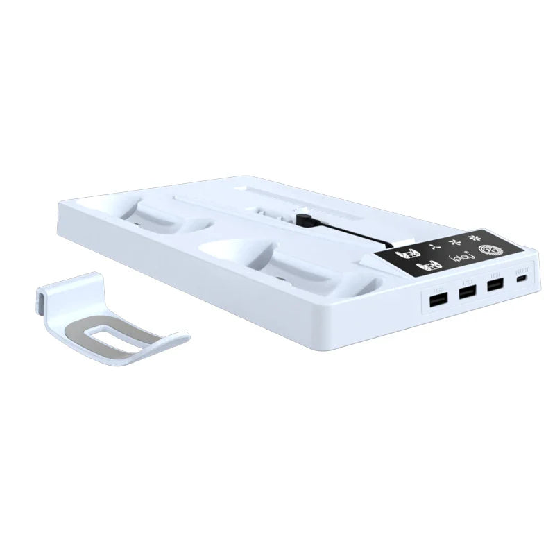 PS5 Pro & Slim Cooling Station — Multifunctional Controller Charging Stand with Headphone Holder