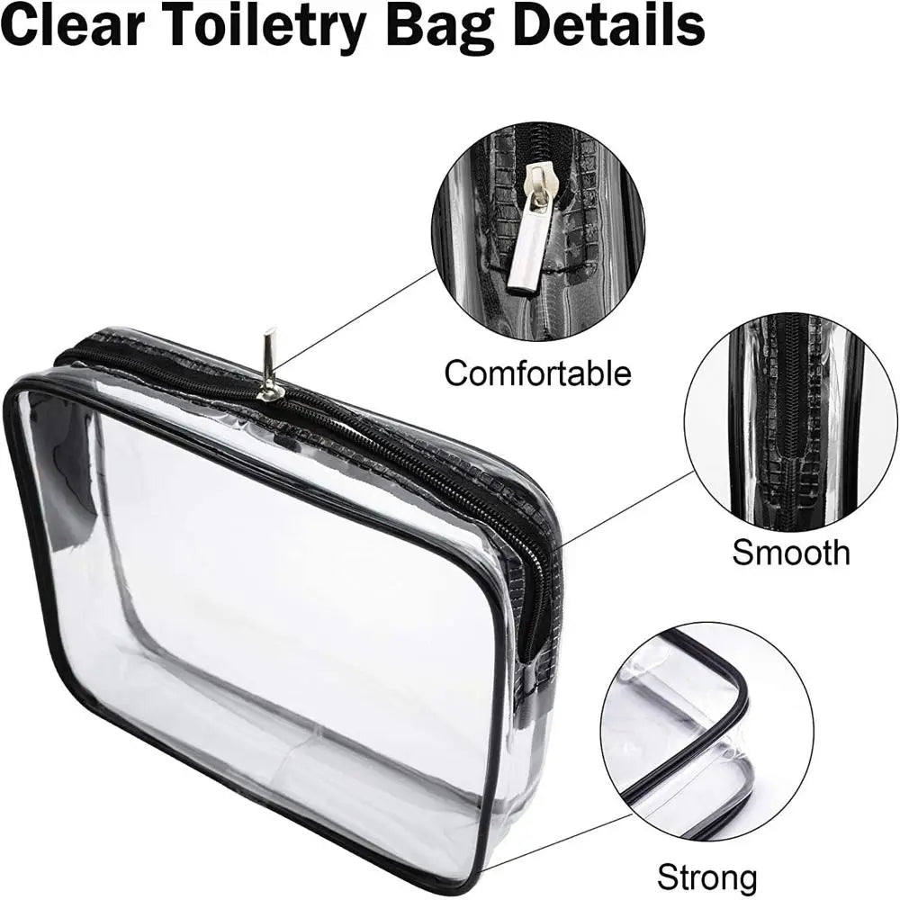 Women's Waterproof Transparent Zipper Cosmetic Bag – Toiletry Storage Pouch & Makeup Case