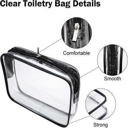 Women's Waterproof Transparent Zipper Cosmetic Bag – Toiletry Storage Pouch & Makeup Case