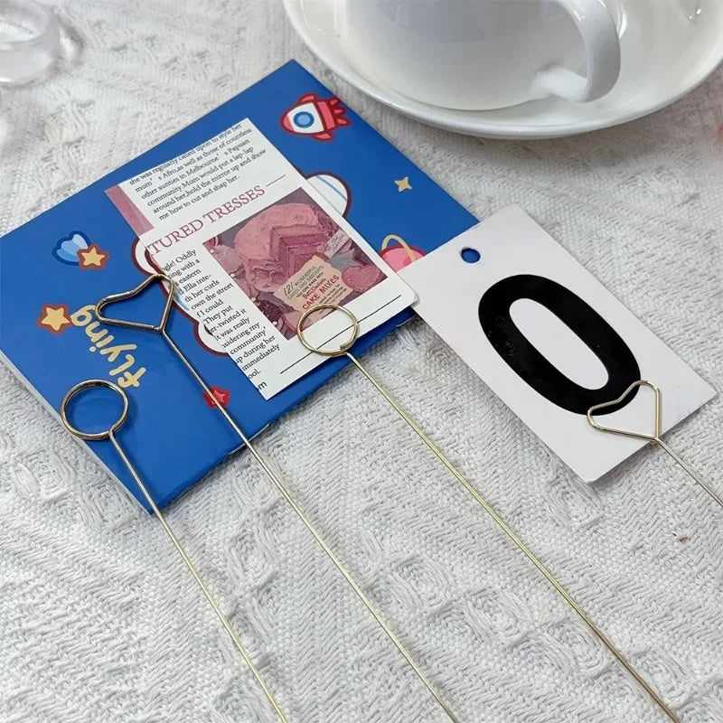 100/20x Metal Flower Card Holders – Golden Heart-Shaped Pickup Stick Clips for DIY Wedding Floral Arrangements