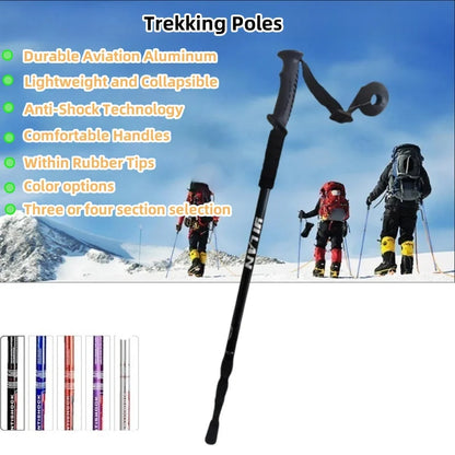 Collapsible Lightweight Hiking Trekking Poles — Adjustable Anti-Shock Walking Sticks for Men and Women