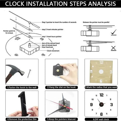 Creative Frameless DIY Wall Clock — Silent Modern Home & Office Wall Decoration for Living Room, Bedroom, and Art Spaces