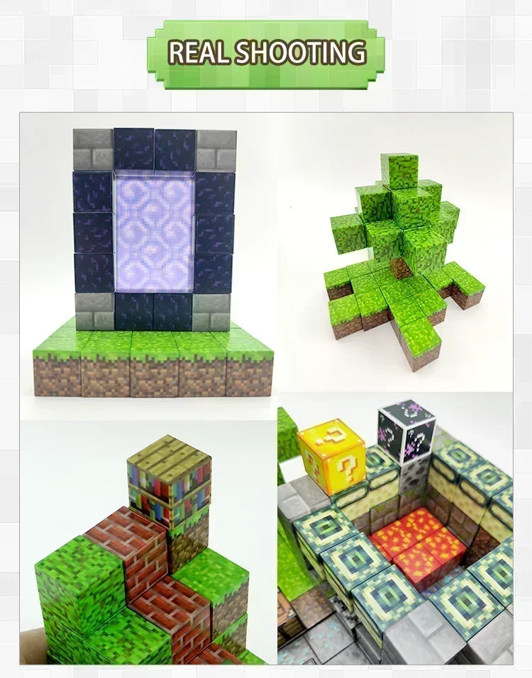 Magnetic Building Blocks Set – Mine World Cube Magnet, STEM Toy for Kids 3+, DIY Model, Best Montessori Sensory Gift