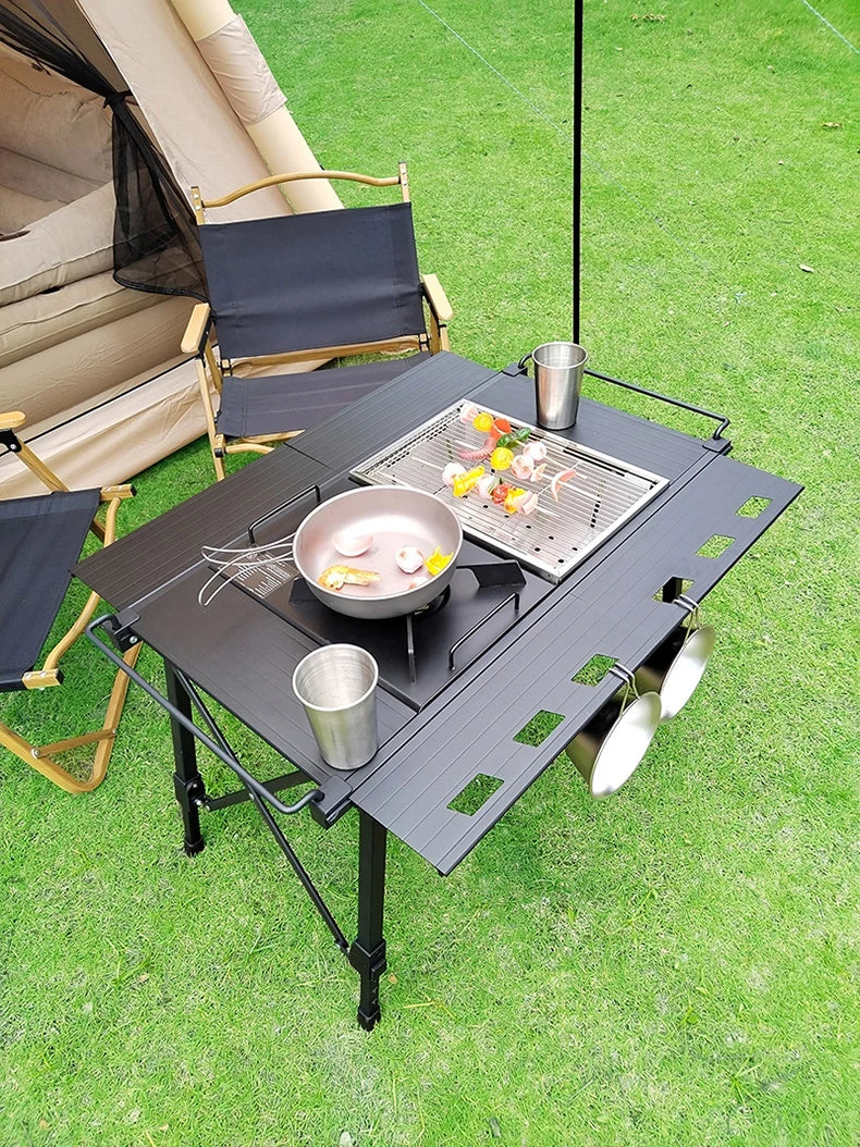 Lohascamping Folding Camping IGT Table – Lightweight Portable Roll Table with Adjustable Legs for BBQ, Desktop Burner & Backpacking