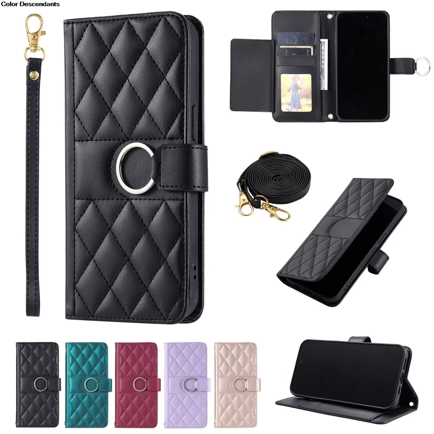 Lanyard Flip Leather Case for Xiaomi – Zipper Wallet & Card Cover for Redmi Note 13/12/12S/11/11S/10/10S/9S/9 Pro/13C/12 Poco X5/M6 Pro
