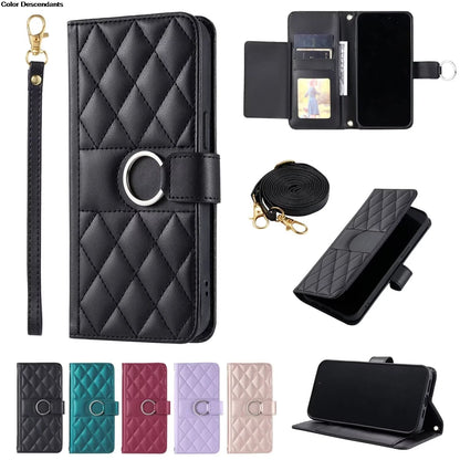 Lanyard Flip Leather Case for Xiaomi – Zipper Wallet & Card Cover for Redmi Note 13/12/12S/11/11S/10/10S/9S/9 Pro/13C/12 Poco X5/M6 Pro