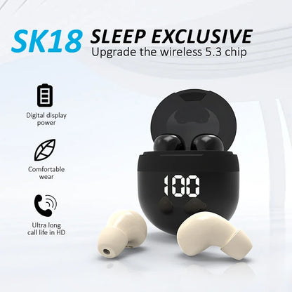 SK18 Superbass Earphones: TWS Wireless Bluetooth Headset with Mic - Smart Touch, Noise Reduction