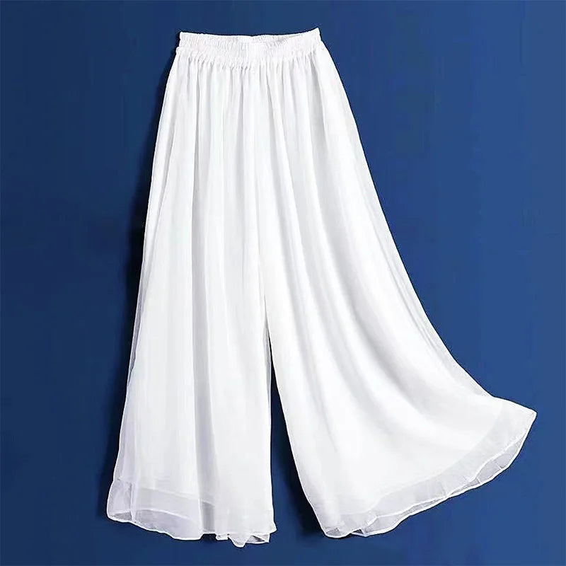 Women’s Classical Chiffon Wide Leg Dance Pants – Loose Fit Modern Ballet & Yoga Training Trousers for Adults & Girls