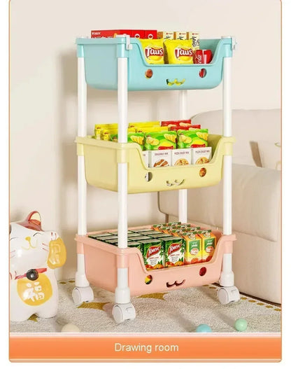 4 Layer Toy Storage Trolley & Bookshelf - Kids Organizer, Snack Rack, Bathroom & Kitchen Storage