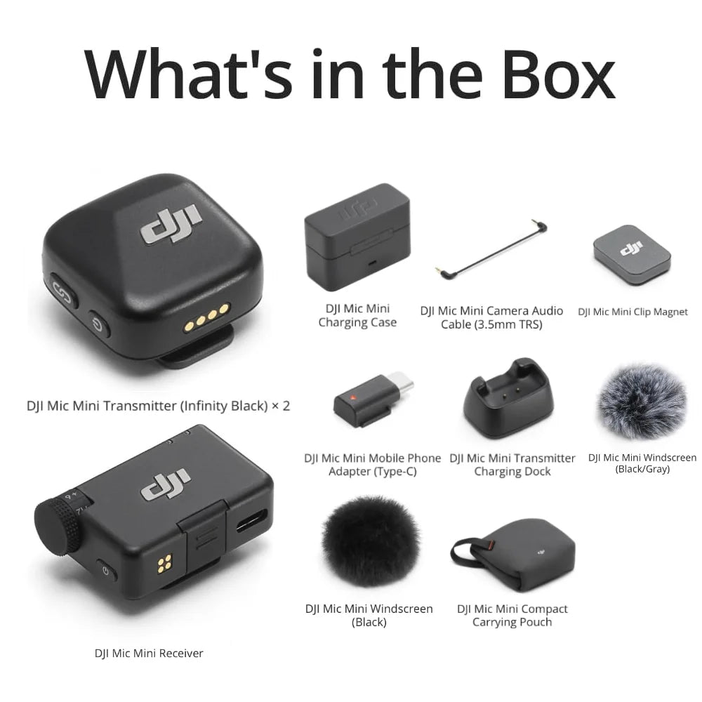 DJI Mic Mini Wireless Microphone – 48-Hour Battery & Two-Level Active Noise Cancelling with Case