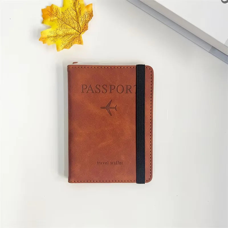 RFID Leather Passport Holder - Vintage Travel Wallet Case for Men & Women with ID and Card Storage