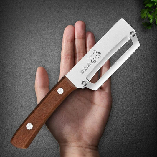 Wooden Handle Paring Knife – Premium Kitchen Fruit & Sugarcane Scraping Tool