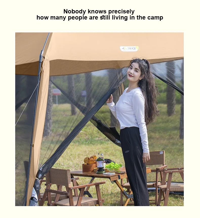 Outdoor Camping Mesh Tent – Rainproof, Sunscreen, Mosquito-Proof, Picnic & Beach Sunshade for 10 People