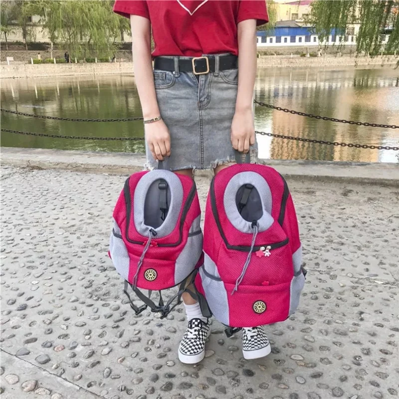 Double Shoulder Portable Travel Backpack - New Outdoor Pet Dog Carrier Bag with Mesh Front - Convenient Pet Dog Backpack for Adventures