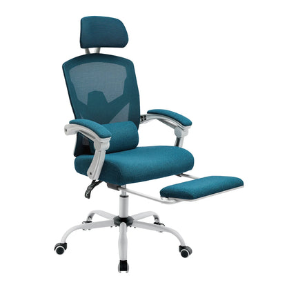 Ergonomic Reclining High Back Mesh Chair - Rocking Gaming & Computer Desk Chair with Lumbar Support Pillow and Swivel Rolling Base