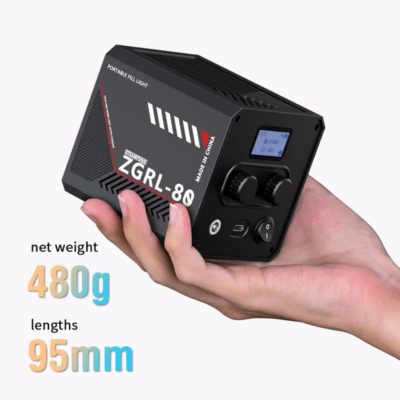60W Pro Portable LED Video Light – COB Bi-Color Photography Light (2800K-7500K) for Livestreaming, Handheld Outdoor Shooting