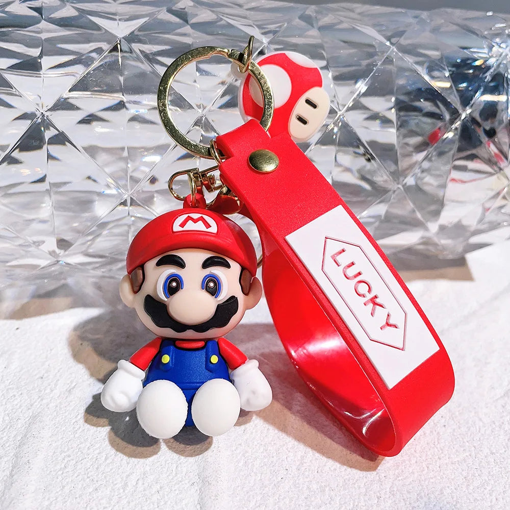 Super Mario Bros Keychain – 27 Cute Cartoon Character Action Figure Toy Doll Gift for Kids