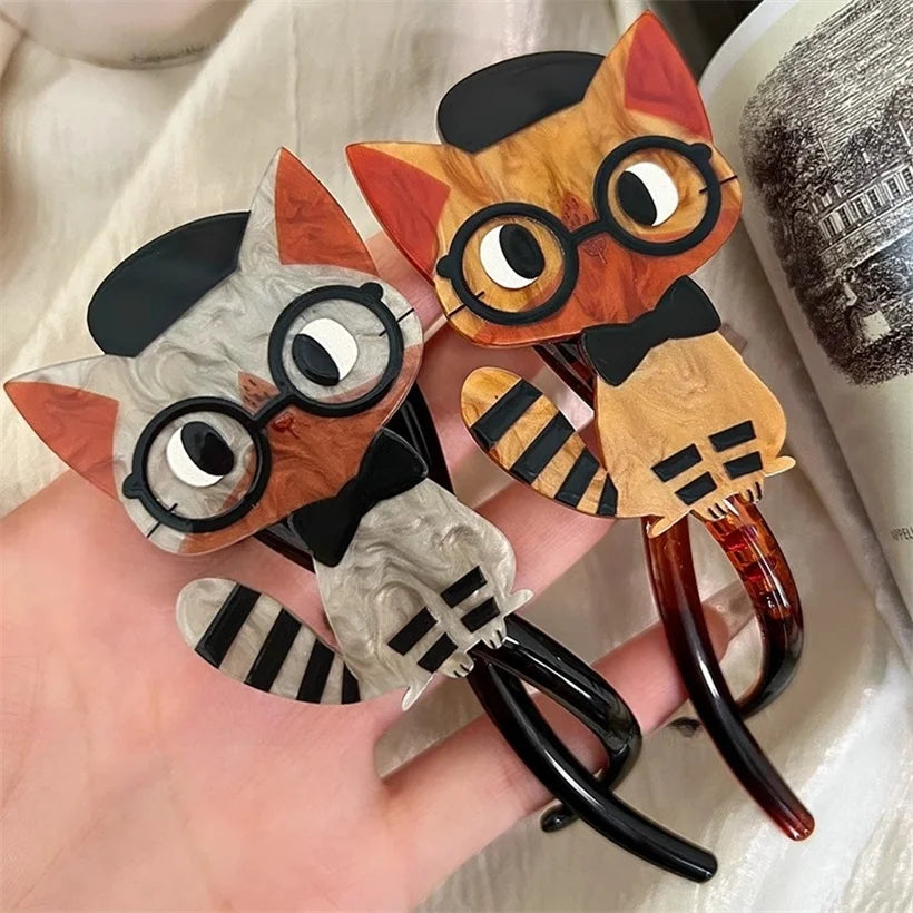 Cute Cartoon Cat Hair Clips — Acrylic Twist Claw Barrettes & Hairpins for Girls and Women