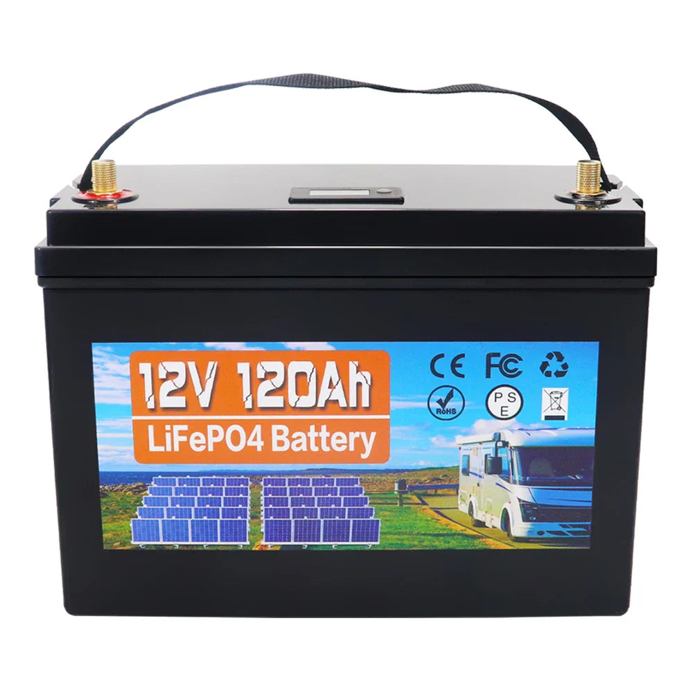12V 120Ah LiFePO4 Battery Pack – Built-in BMS Lithium Iron Phosphate for Home Backup Power & Energy Storage Systems