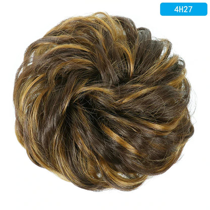 AZQUEEN Messy Bun Hair Extension – Synthetic Curly Wave Chignon Scrunchie, Elastic Band Updo Hairpiece for Women