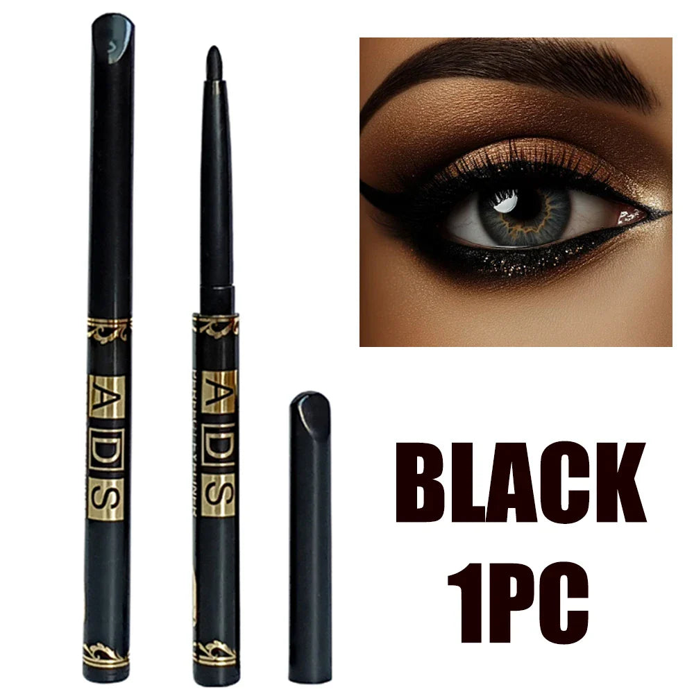 2pcs Waterproof Black & Brown Eyeliner Pencils – Smudge-Proof Long-Lasting High-Pigment Eye Makeup for Beginners