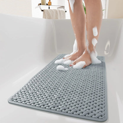 Non-Slip Bath Mat with Suction Cup, Drain Hole, and Soft Machine-Washable Design - Ideal for Children's Safety in the Shower