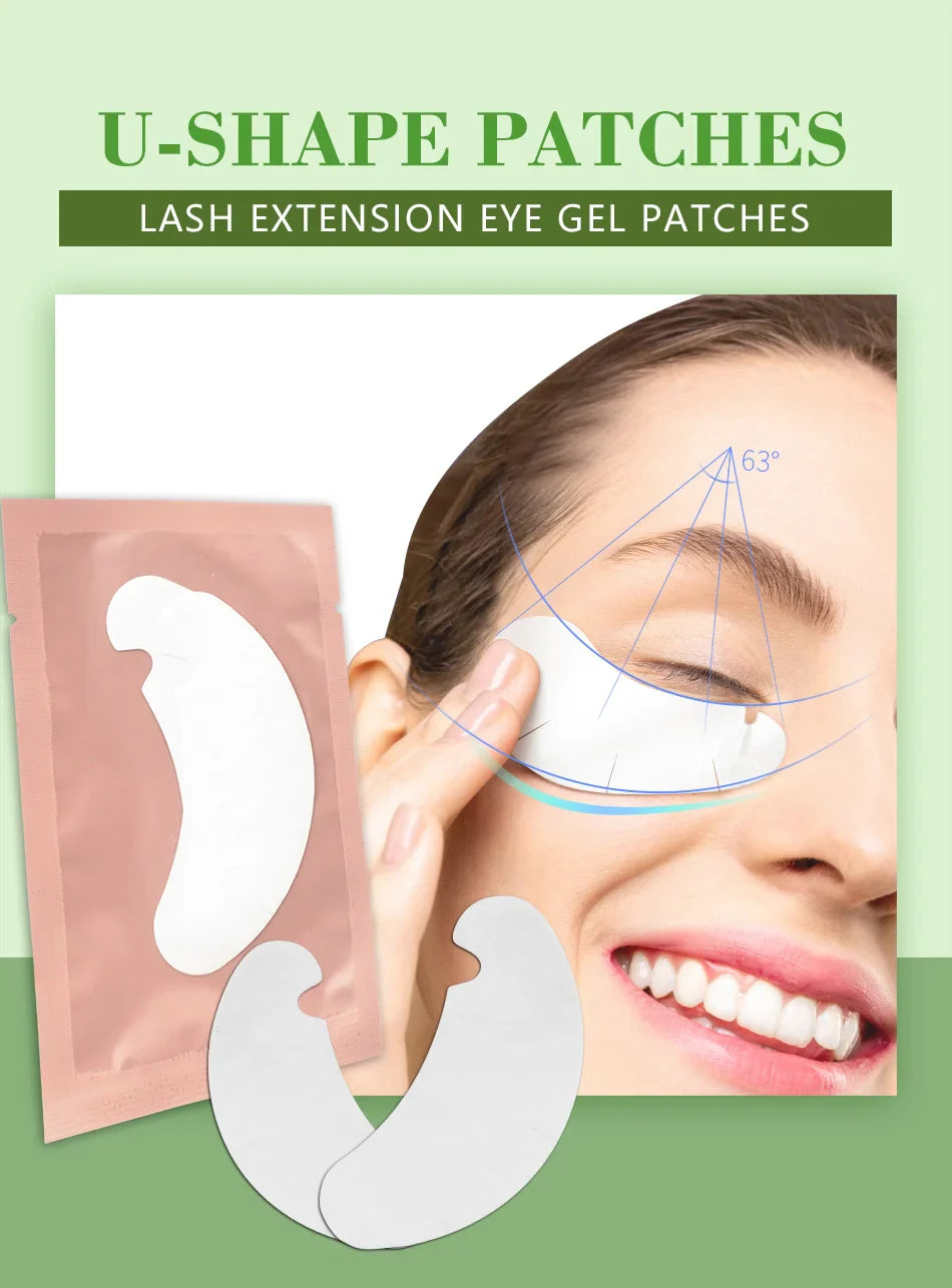 50 Pairs U-Shaped Hydrogel Eye Pads – Eyelash Extension Gel Patches for Lashes & Makeup