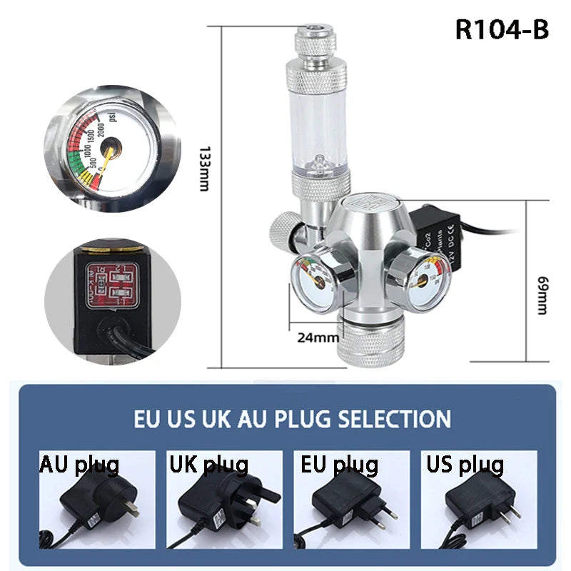2024 DIY Aquarium CO2 Regulator – Electromagnetic Valve, Bubble Counter & Pressure Reducing Valve for Fish Tank CO2 Control System