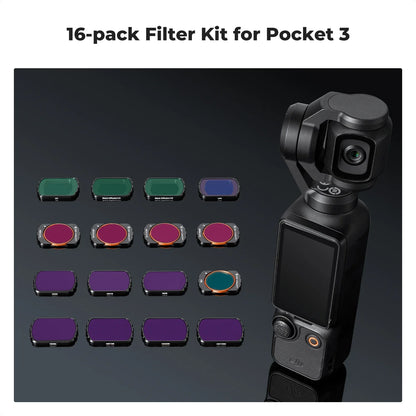 K&F Concept Filter Set for DJI Osmo Pocket 3 – UV, CPL, ND/PL, Black Mist, Star & 1.2X Wide-Angle Lens Effects