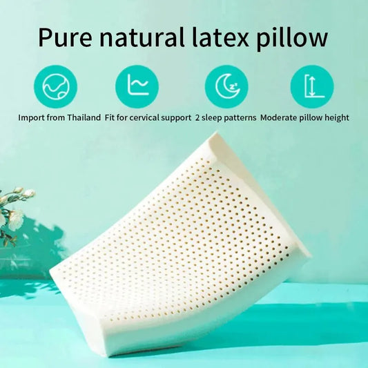 Thai Natural Latex Memory Pillow — Adult Cervical Sleeping Pillow for Home & Dormitory