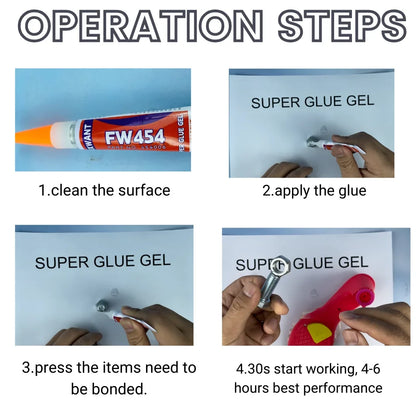 Super Glue Gel - Strong Quick-Dry Waterproof Adhesive for Metal, Plastic, Wood & Ceramic
