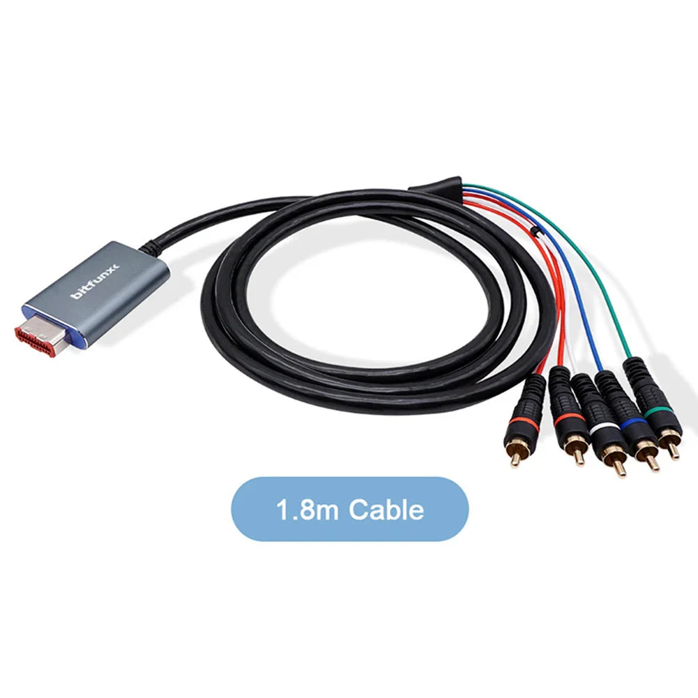 Bitfunx 5RCA YPbPr Component Converter Cable — High-Quality Audio & Video Adapter for Nintendo GameCube NGC Digital AV Output