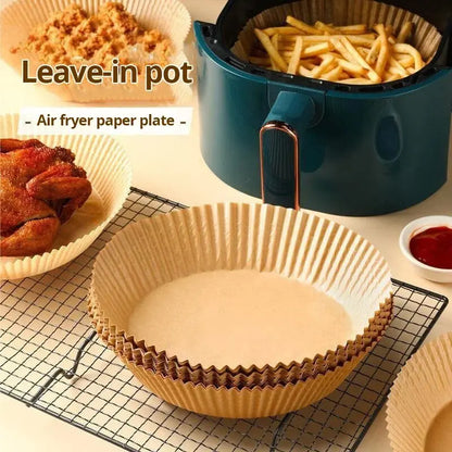 50pcs Disposable Air Fryer Paper Liners – 23CM Oil-Proof and Water-Proof Cooking Trays for Air Fryers and Baking