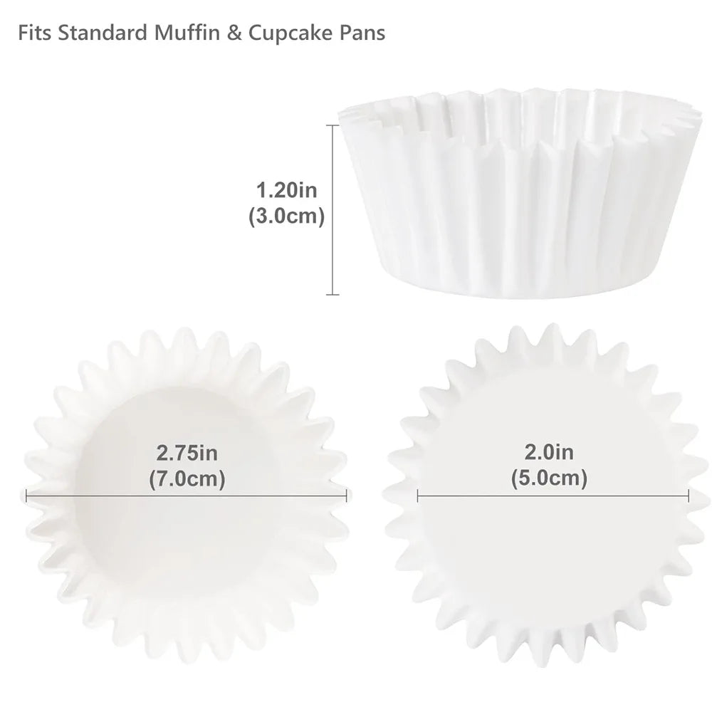 200PCS White Cupcake Liners Non-Stick Muffin Baking Cups for Wedding & Kitchen Use