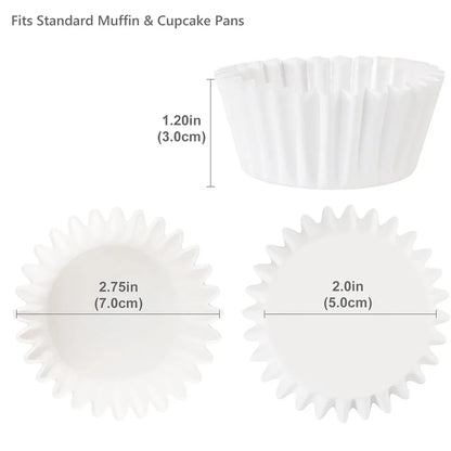 200PCS White Cupcake Liners Non-Stick Muffin Baking Cups for Wedding & Kitchen Use