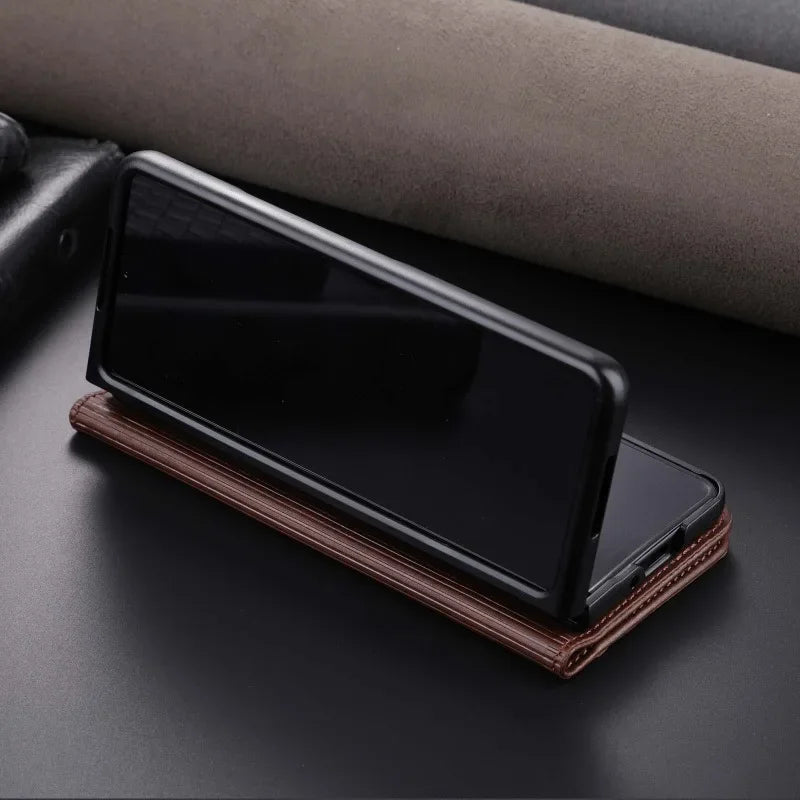 Phone Case for Samsung Galaxy Z Fold 6/5/4/3 — Fold6/5/4/3 5G Leather Wallet Card Holder Kickstand Shockproof Cover