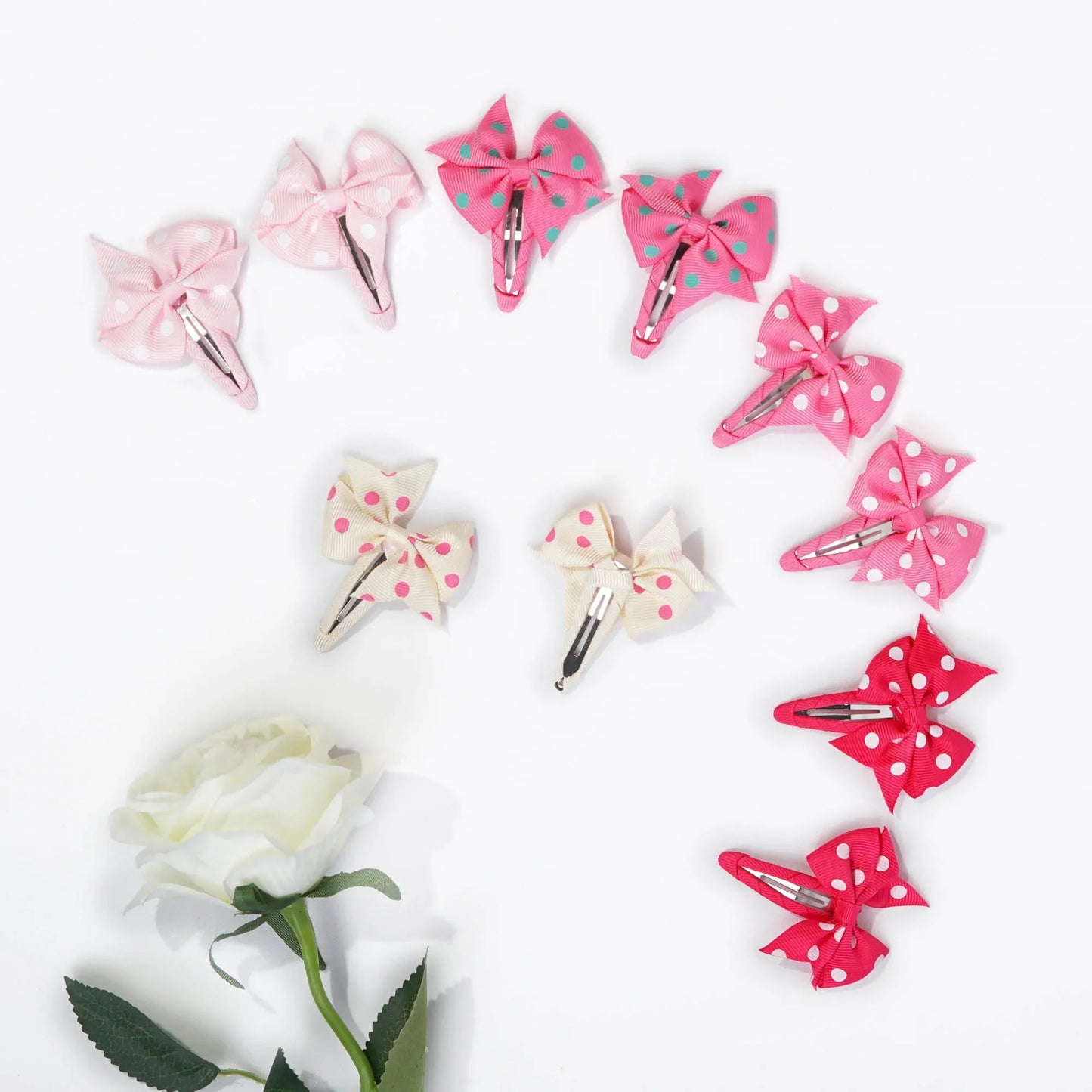 20pcs Snap Hair Clips with 2-Inch Grosgrain Ribbon Bows – No Slip Barrettes for Infant, Toddler, Baby Girls