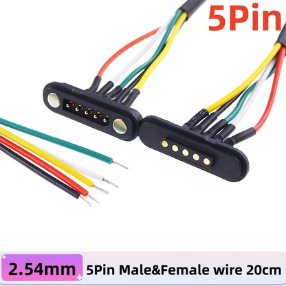 2A Waterproof Magnetic Pogo Pin Connector – 2.54mm Spring-Loaded DC Power Socket, 2-6 Positions