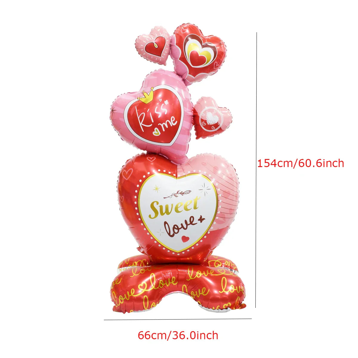 Happy Valentine’s Day Heart Balloon Stand Set – Love Bear & Heart-to-Heart Balloons Wedding Party Decoration