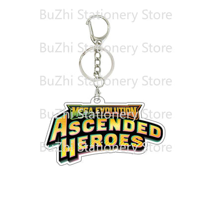Anime Mega Evolution Acrylic Keychain 5cm – PTCG PKM Cartoon Game Logo Bag Charm Pendant Gift Toy for Boys & Girls Collection