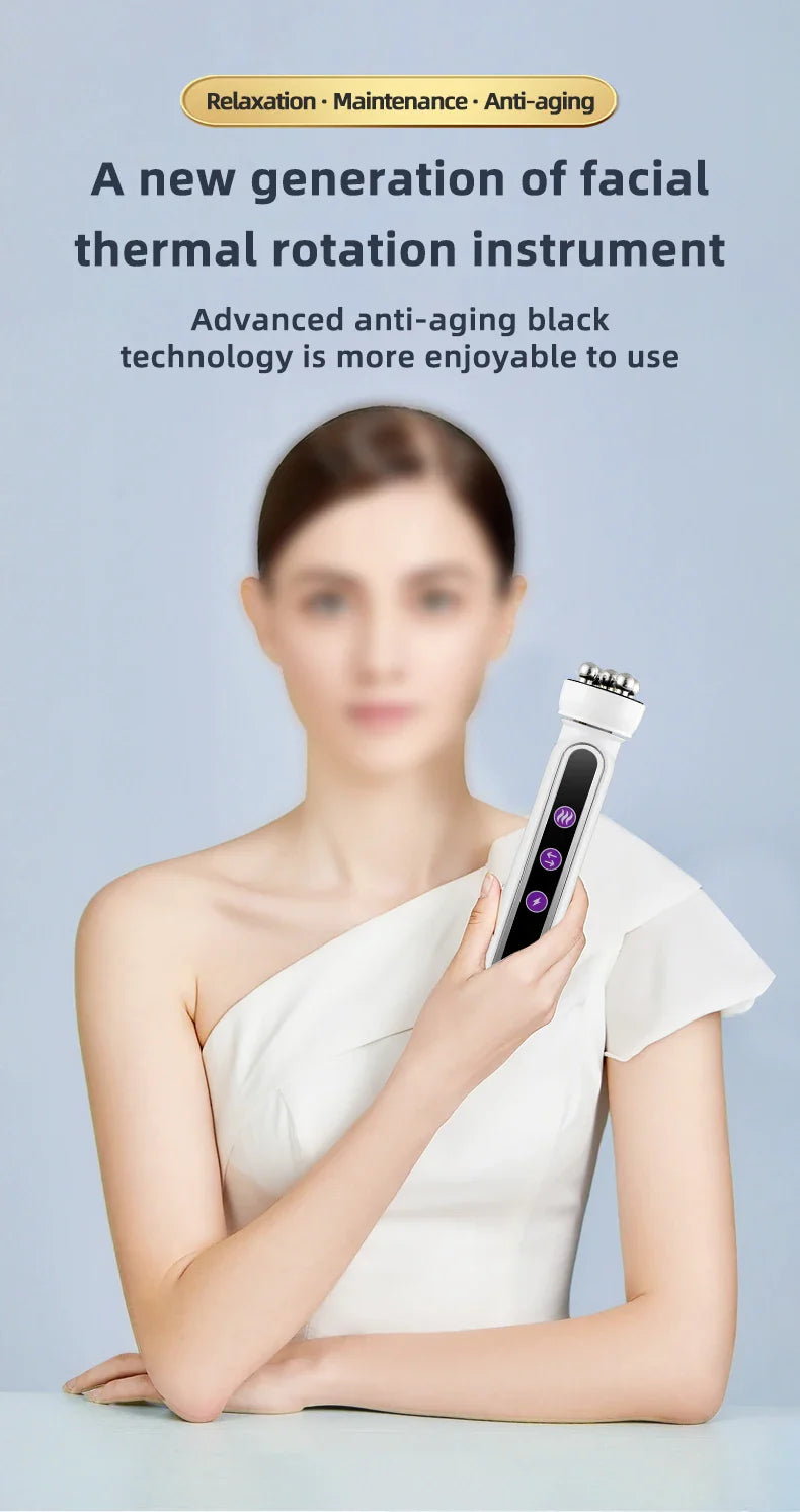 3 in 1 RF EMS Facial Roller Massager – 360° Skin Lifting, Fine Line Reduction, Microcurrent Beauty Machine